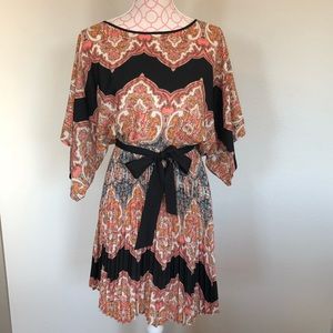 Flowy paisley Anthropologie dress with sash